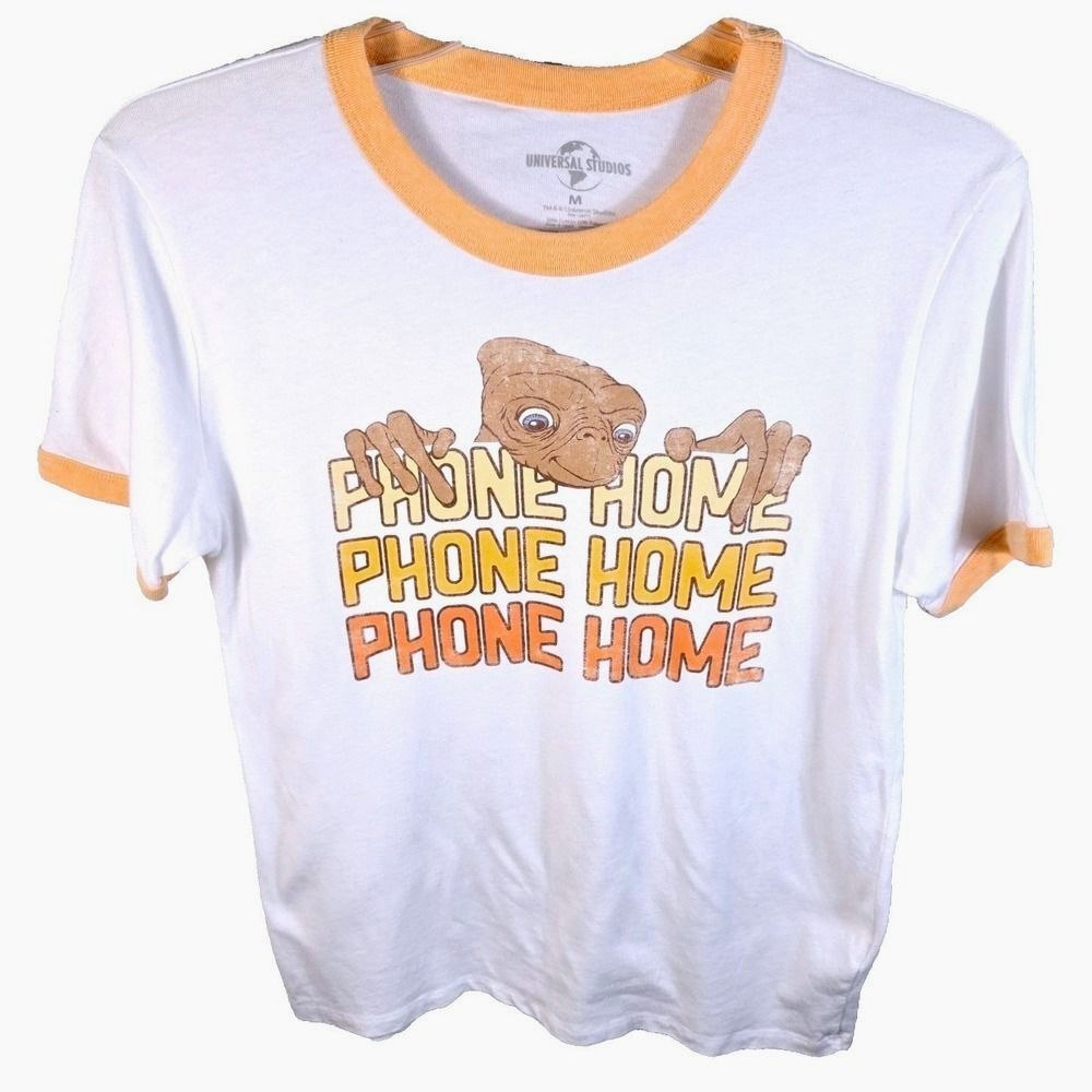 Universal Studios ET Phone Home T Shirt Mens M Ringer Tee E.T. Movie Graphic 201